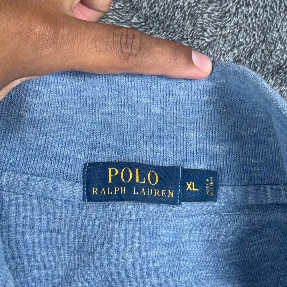 Polo Ralph Lauren Mens XL 1/4 Zip Pullover Blue Heather Cotton Pony Logo